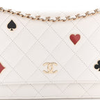 Caviar Quilted Enamel Coco Casino Wallet On Chain WOC White