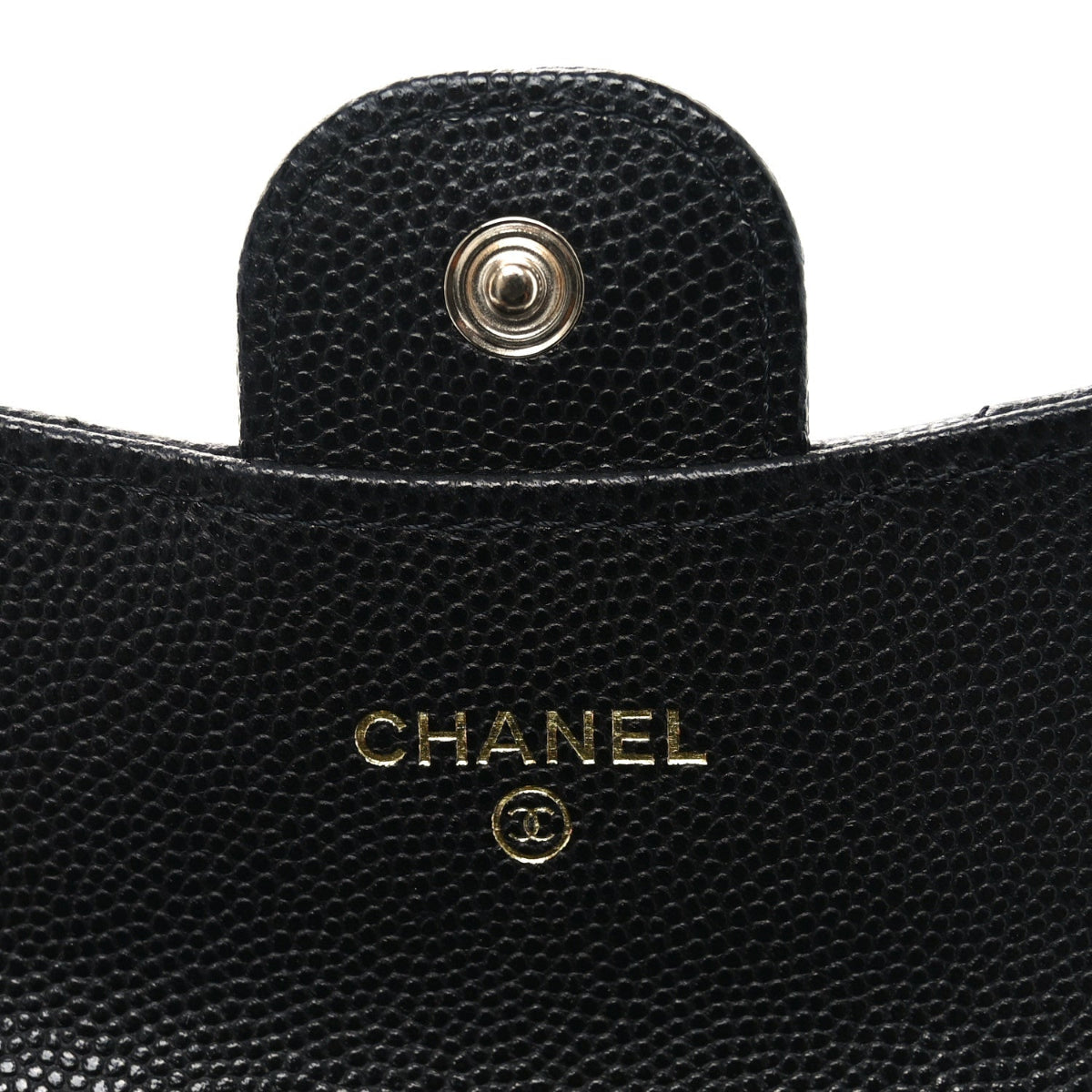 Caviar Quilted Flap Card Holder On Chain Black