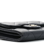 Caviar Quilted Flap Card Holder On Chain Black