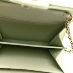 Caviar Quilted Flap Card Holder On Chain Light Green
