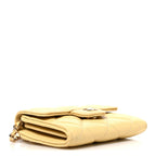 Caviar Quilted Flap Card Holder On Chain Yellow