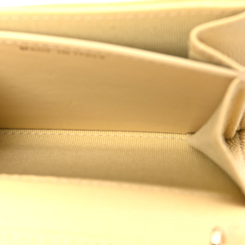 Caviar Quilted Flap Card Holder On Chain Yellow