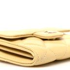 Caviar Quilted Flap Card Holder On Chain Yellow