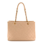 Caviar Quilted Grand Shopping Tote GST Beige Clair