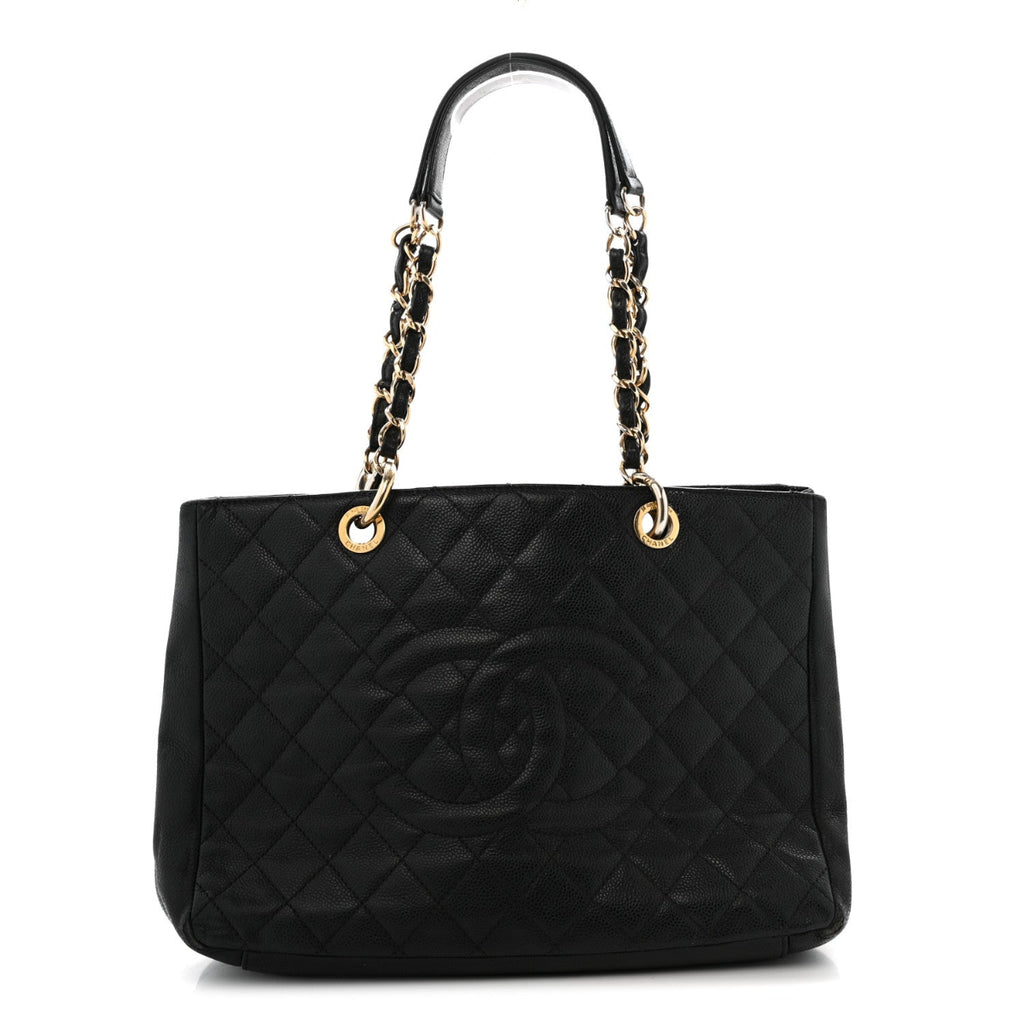 Caviar Quilted Grand Shopping Tote GST Black