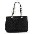 Caviar Quilted Grand Shopping Tote GST Black