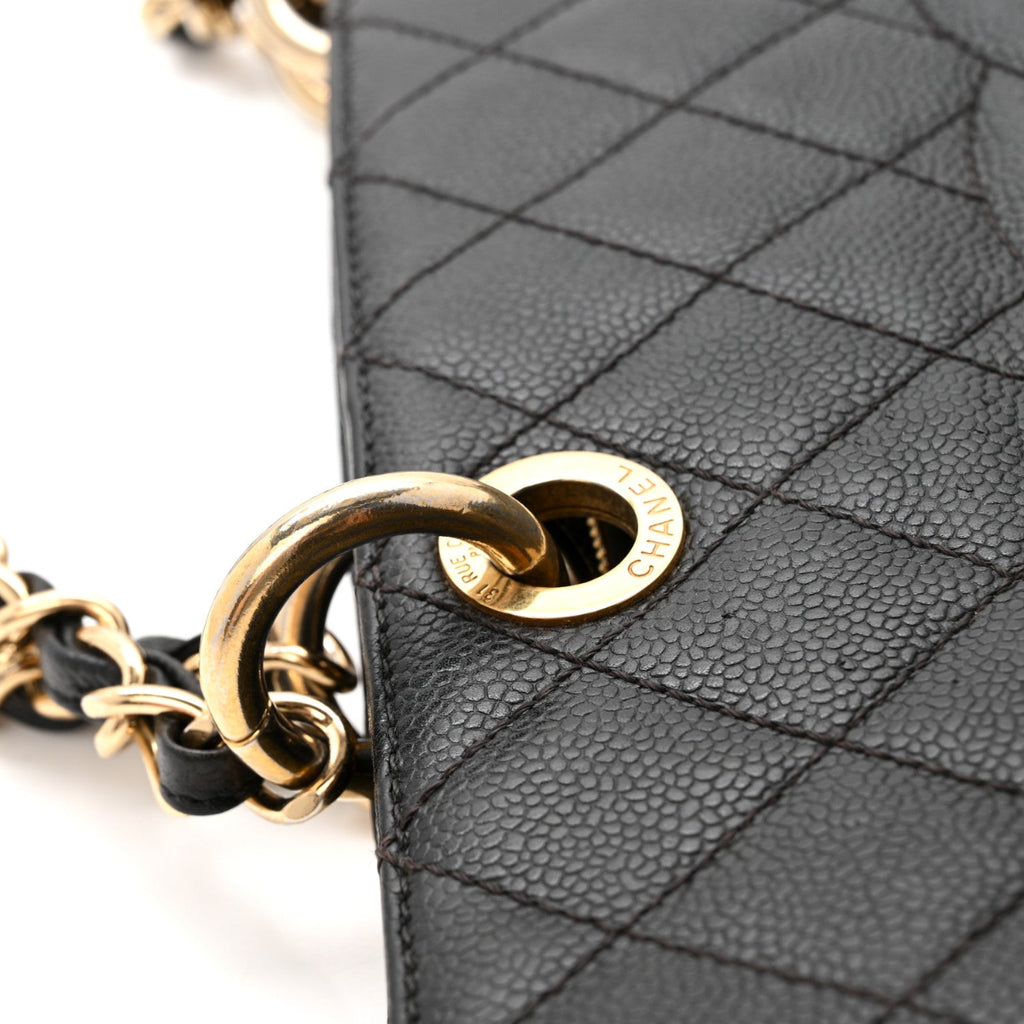 Caviar Quilted Grand Shopping Tote GST Black