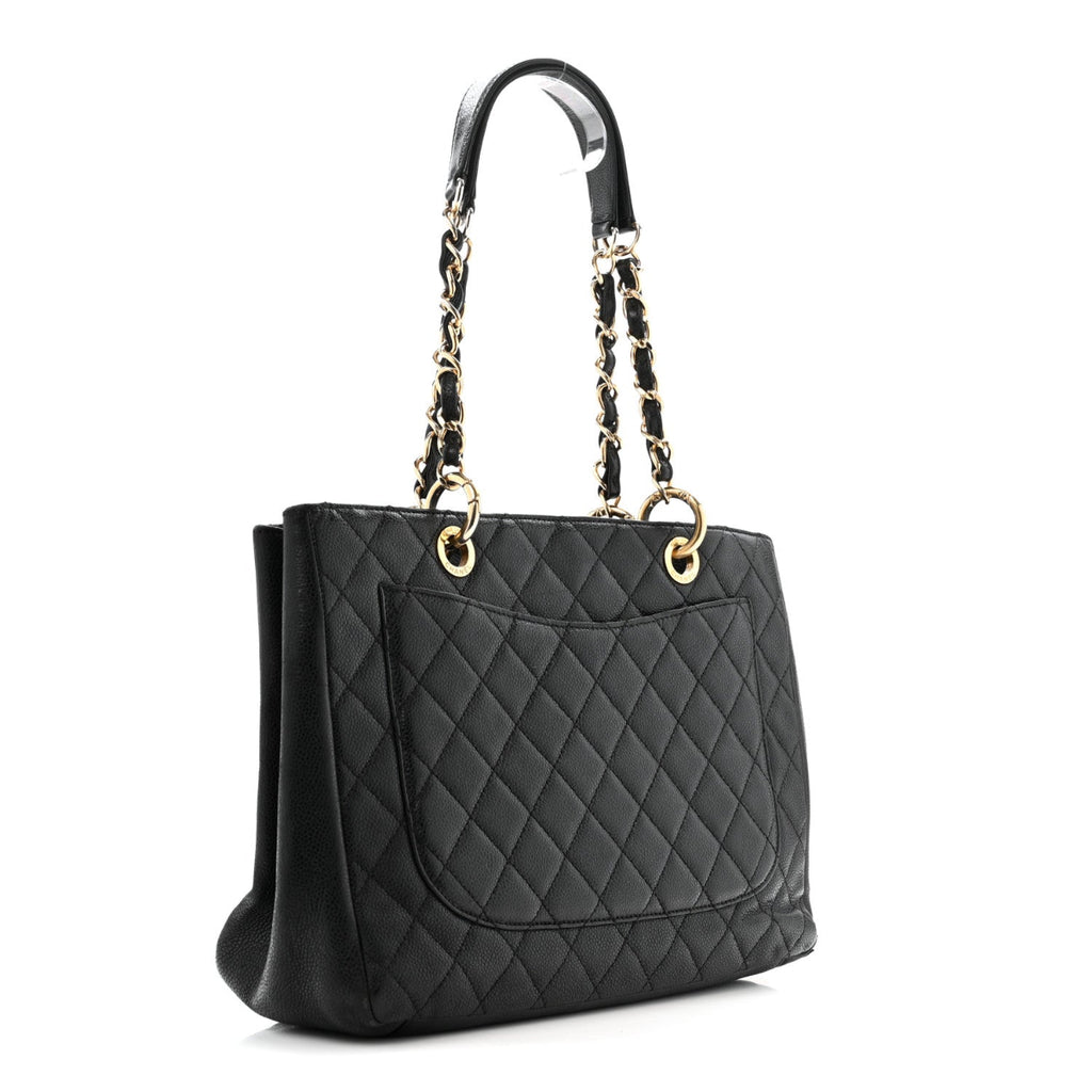 Caviar Quilted Grand Shopping Tote GST Black