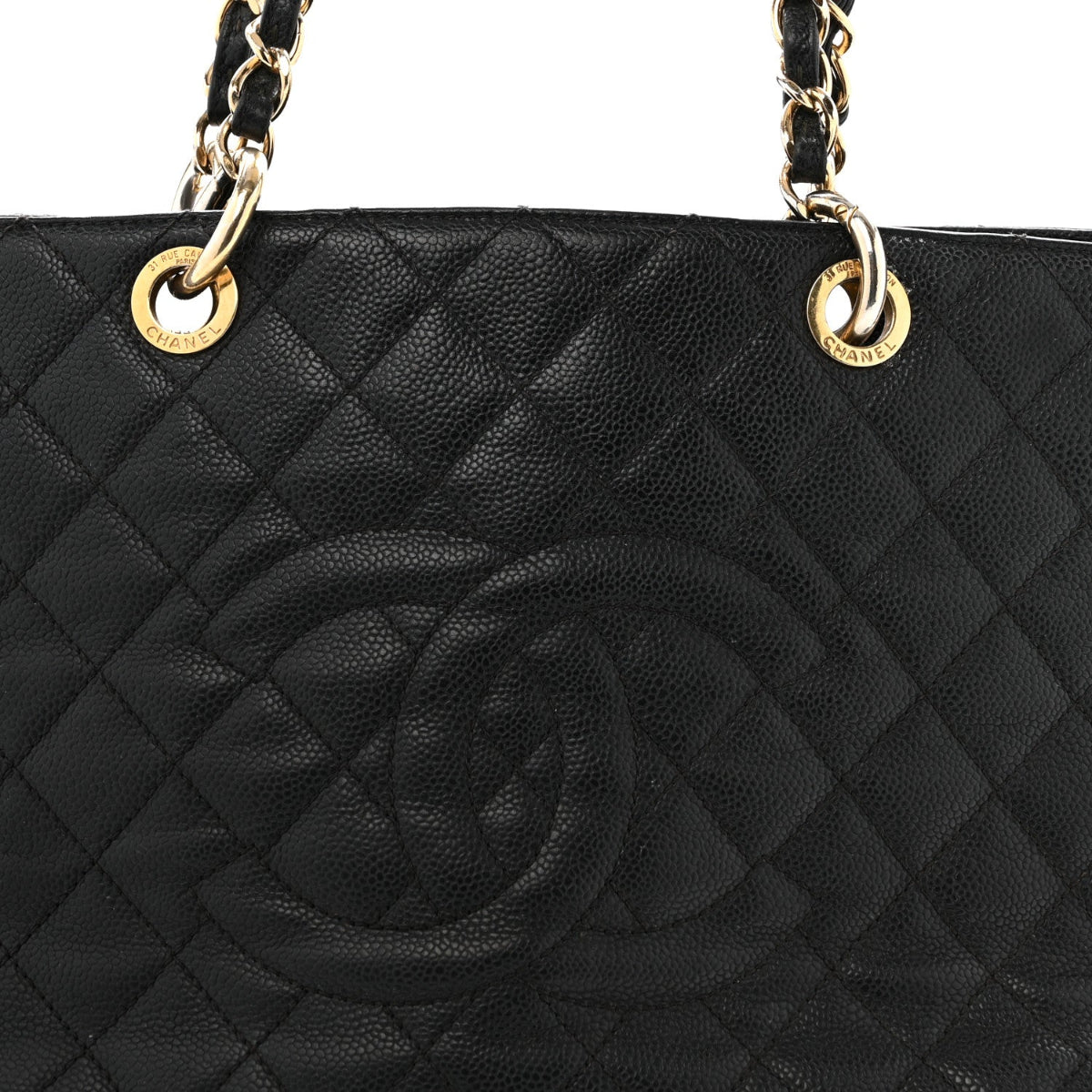 Caviar Quilted Grand Shopping Tote GST Black