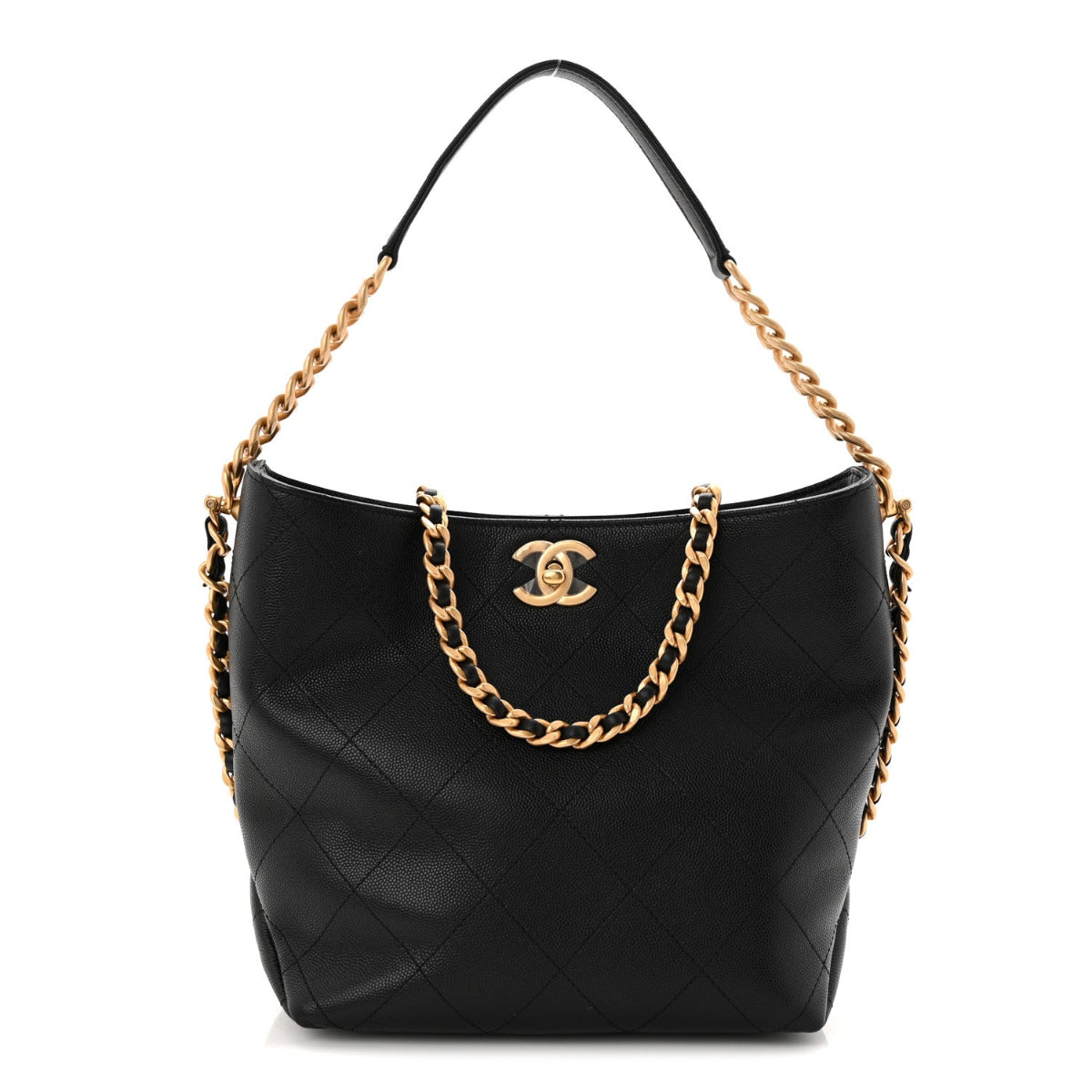 Caviar Quilted Hobo Black