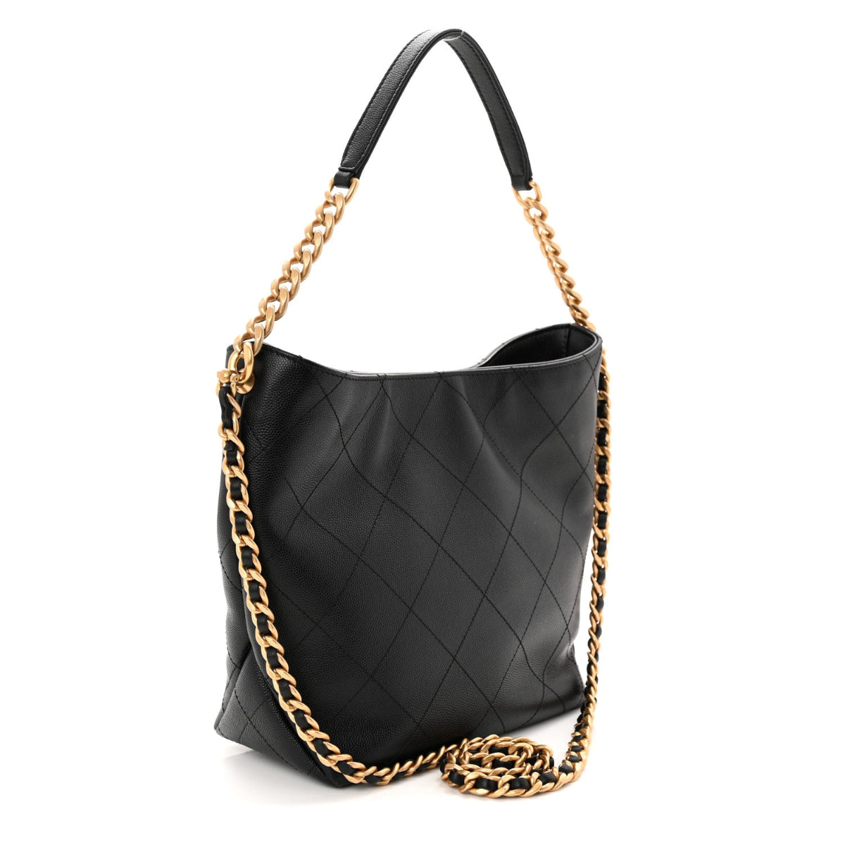 Caviar Quilted Hobo Black