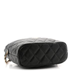 Caviar Quilted Hobo Clutch With Chain Black