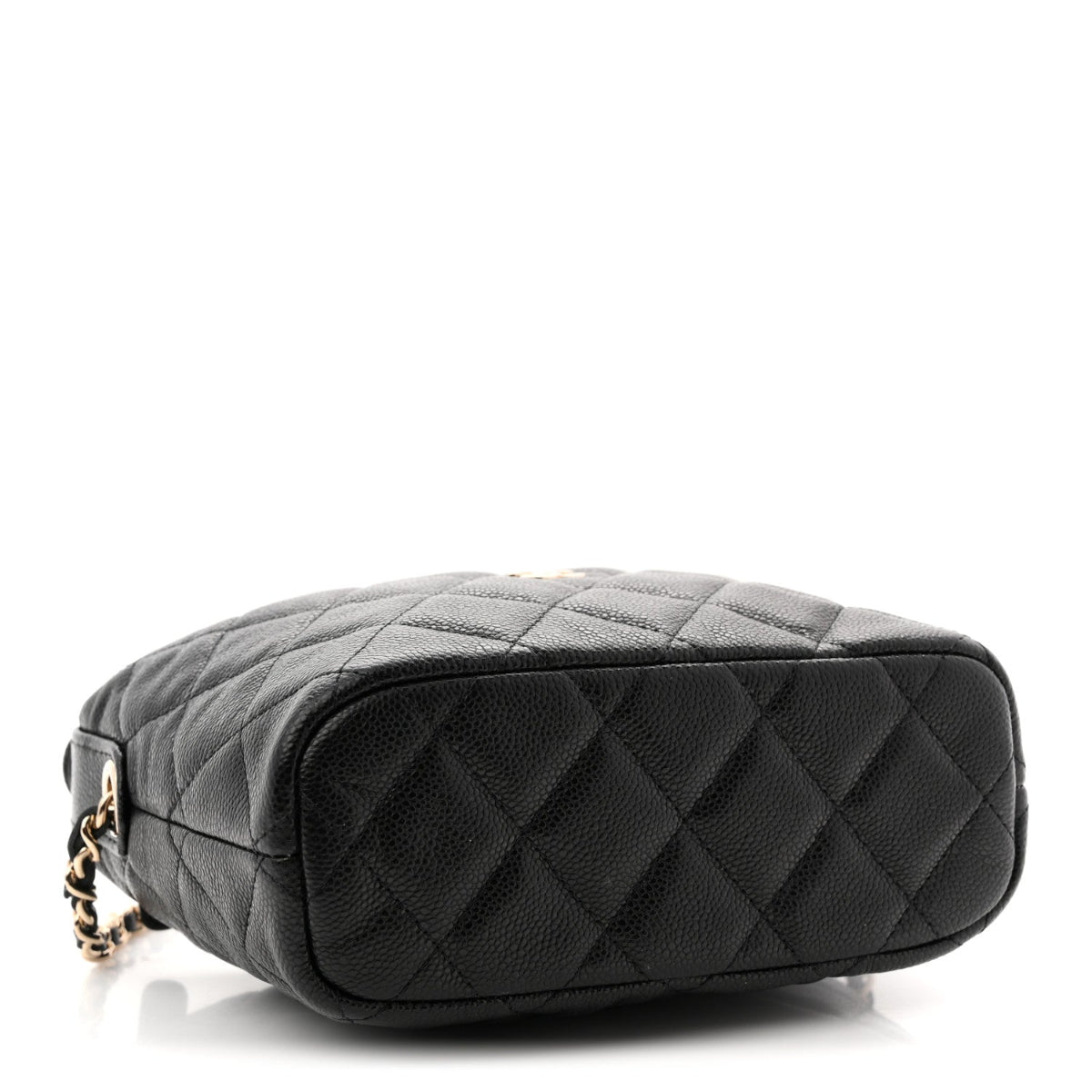 Caviar Quilted Hobo Clutch With Chain Black