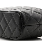 Caviar Quilted Hobo Clutch With Chain Black