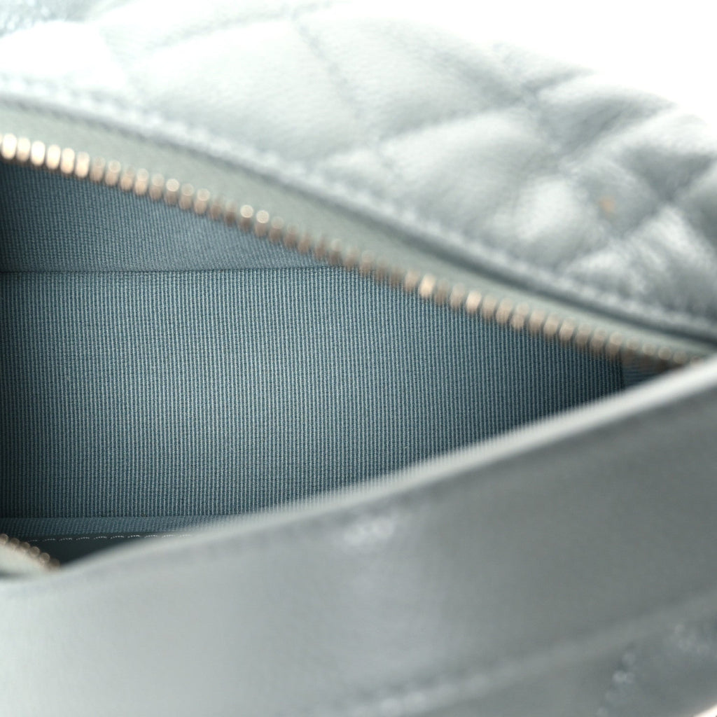Caviar Quilted Hobo Clutch With Chain Light Green