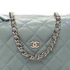 Caviar Quilted Hobo Clutch With Chain Light Green