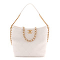 Caviar Quilted Hobo White