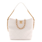 Caviar Quilted Hobo White