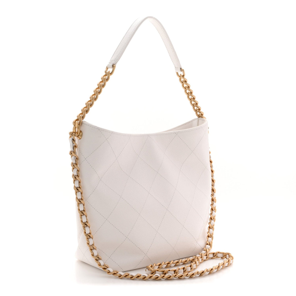 Caviar Quilted Hobo White