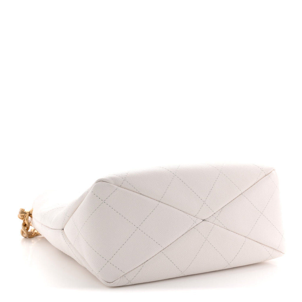 Caviar Quilted Hobo White