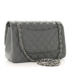 Caviar Quilted Jumbo Double Flap Grey