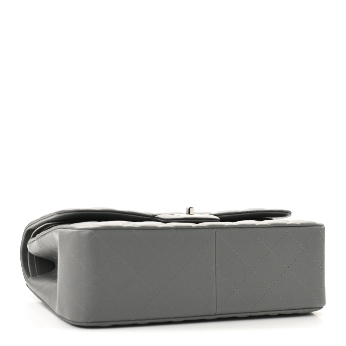 Caviar Quilted Jumbo Double Flap Grey