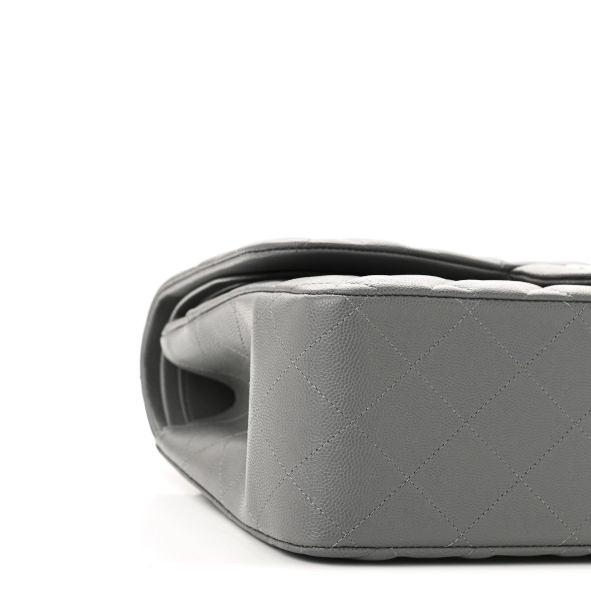 Caviar Quilted Jumbo Double Flap Grey