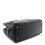 Caviar Quilted Large Coco Handle Shopping Tote Black