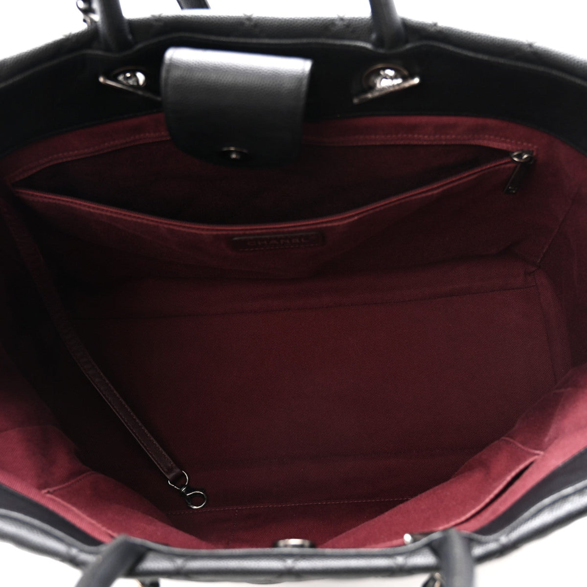 Caviar Quilted Large Coco Handle Shopping Tote Black