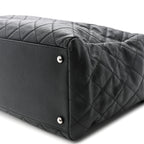 Caviar Quilted Large Coco Handle Shopping Tote Black