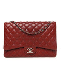 Caviar Quilted Maxi Double Flap Dark Red