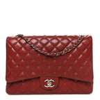 Caviar Quilted Maxi Double Flap Dark Red