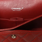 Caviar Quilted Maxi Double Flap Dark Red
