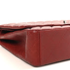Caviar Quilted Maxi Double Flap Dark Red