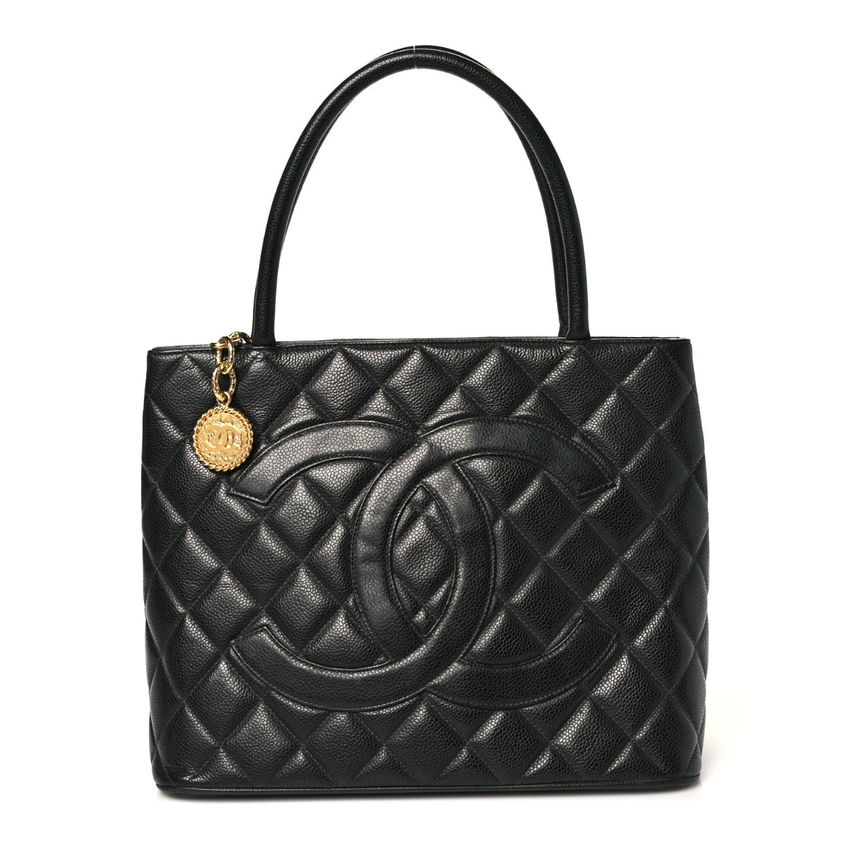 Caviar Quilted Medallion Tote Black