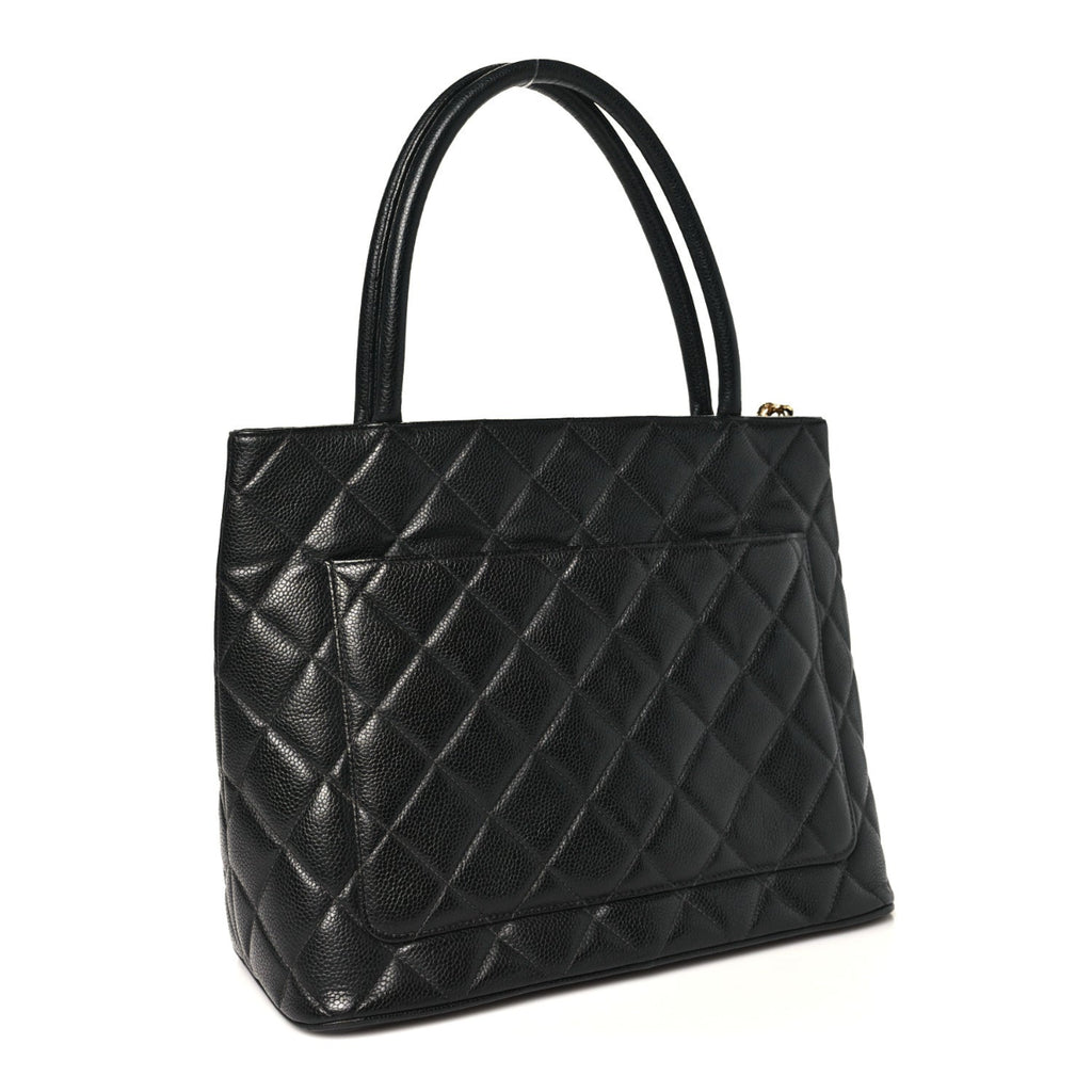 Caviar Quilted Medallion Tote Black