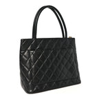 Caviar Quilted Medallion Tote Black