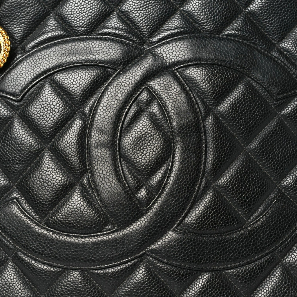 Caviar Quilted Medallion Tote Black