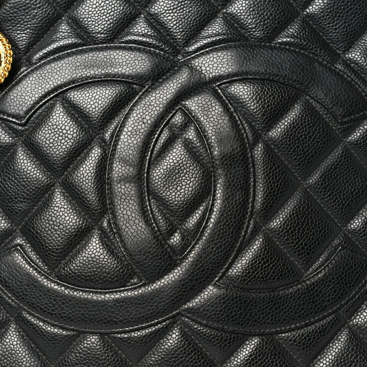 Caviar Quilted Medallion Tote Black