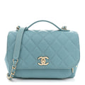Caviar Quilted Medium Business Affinity Flap Light Blue