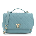 Caviar Quilted Medium Business Affinity Flap Light Blue