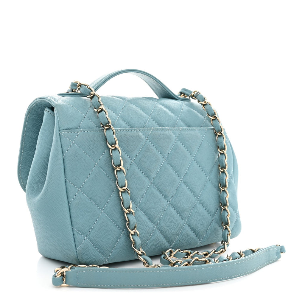 Caviar Quilted Medium Business Affinity Flap Light Blue