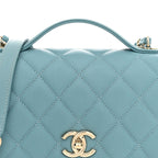 Caviar Quilted Medium Business Affinity Flap Light Blue