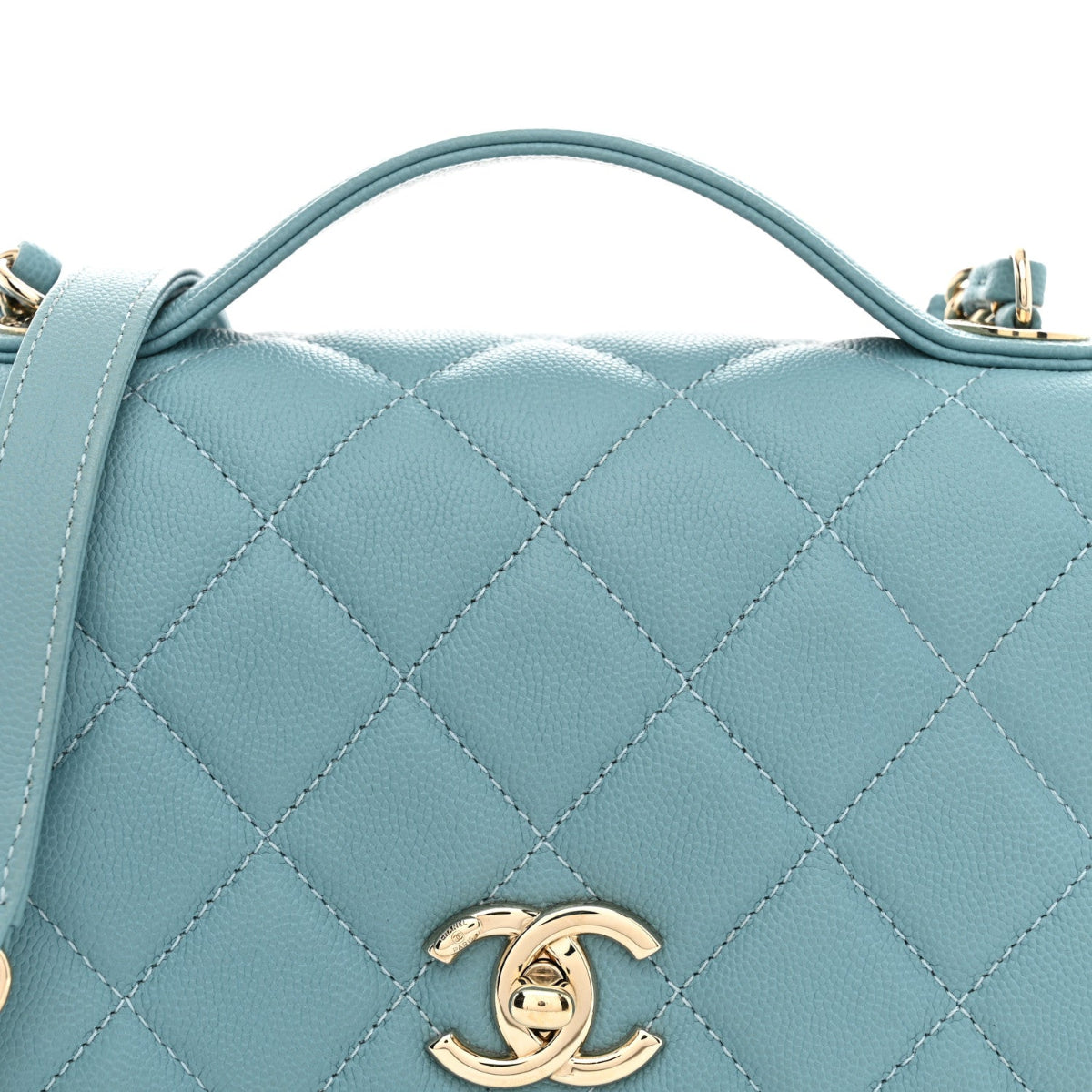 Caviar Quilted Medium Business Affinity Flap Light Blue