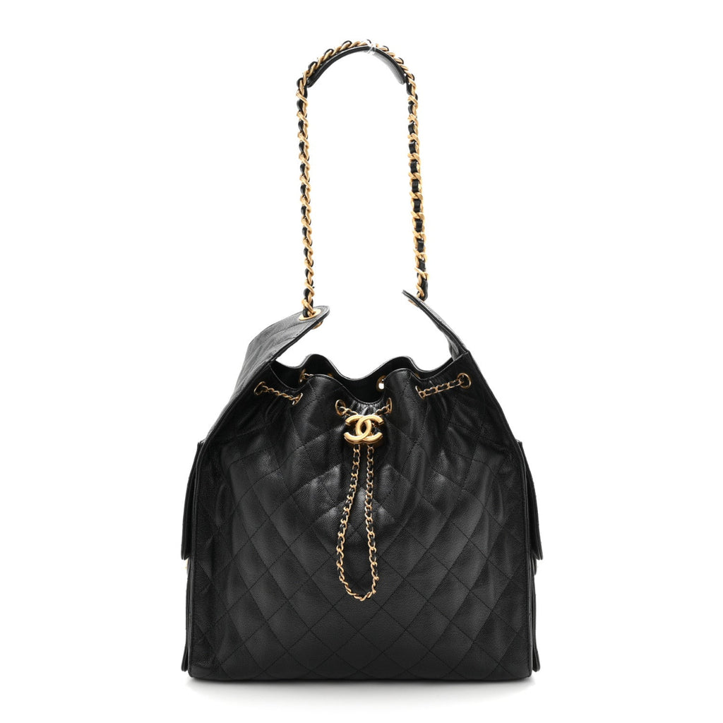 Caviar Quilted Medium Chanel 25 Handbag Black