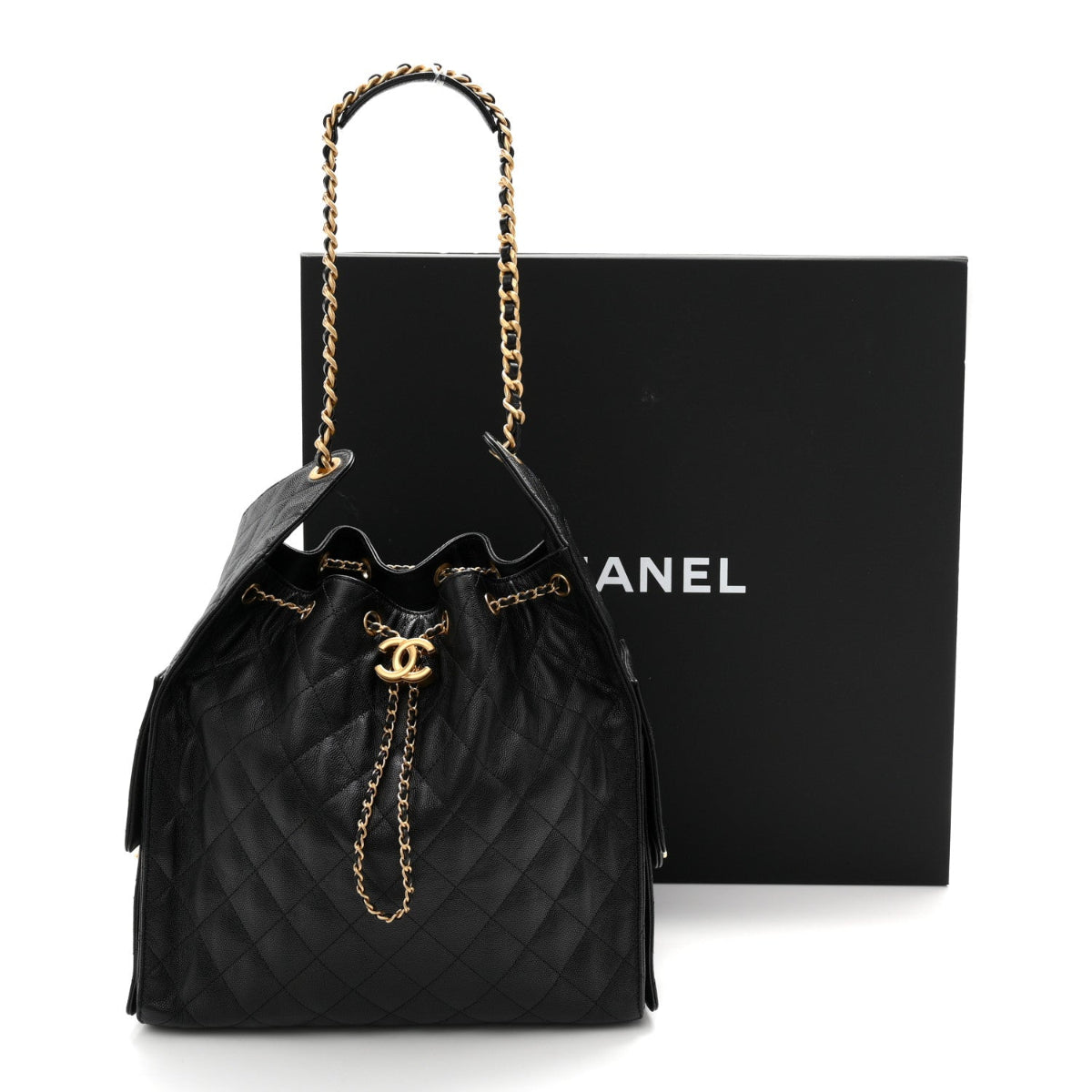 Caviar Quilted Medium Chanel 25 Handbag Black