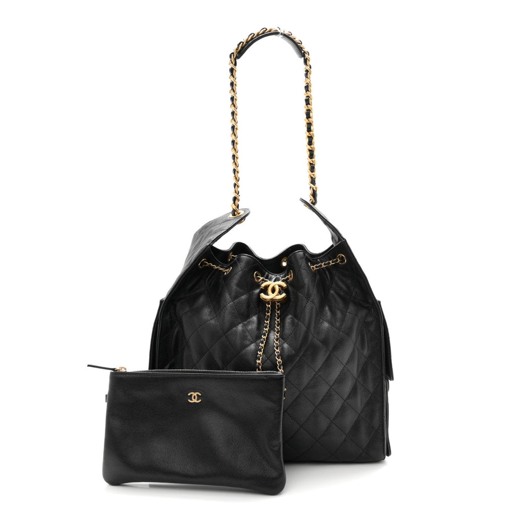 Caviar Quilted Medium Chanel 25 Handbag Black