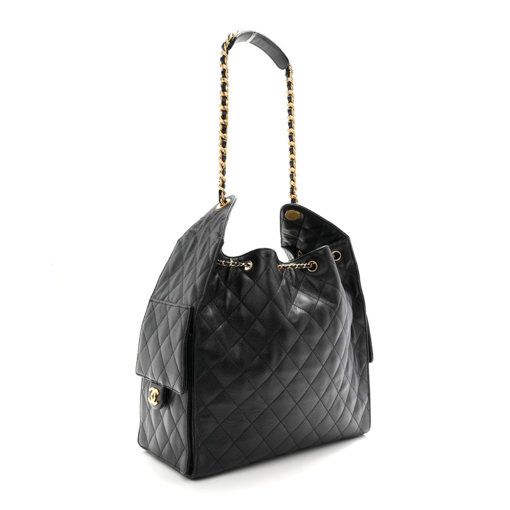 Caviar Quilted Medium Chanel 25 Handbag Black