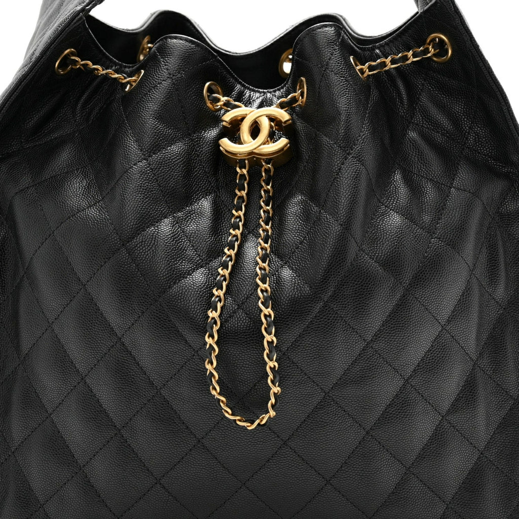 Caviar Quilted Medium Chanel 25 Handbag Black
