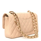 Caviar Quilted Medium Double Flap Beige Beige Clair